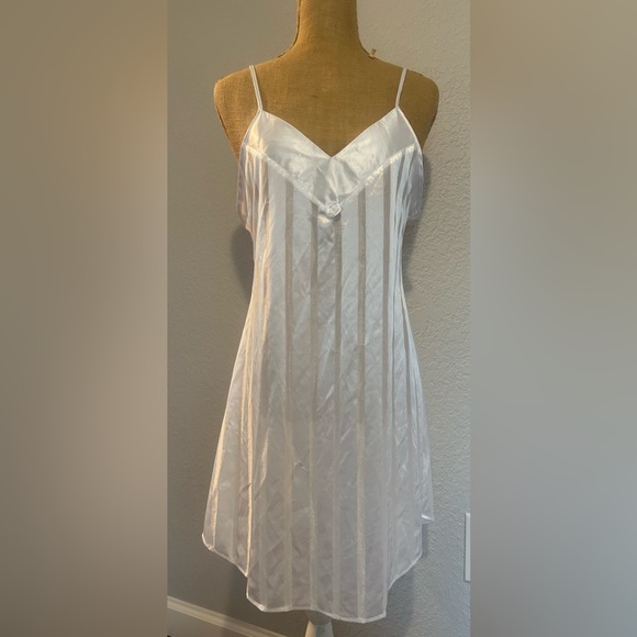 Vintage Other - Tres Bleu Intimates white vintage floral striped slip dress nightgown medium